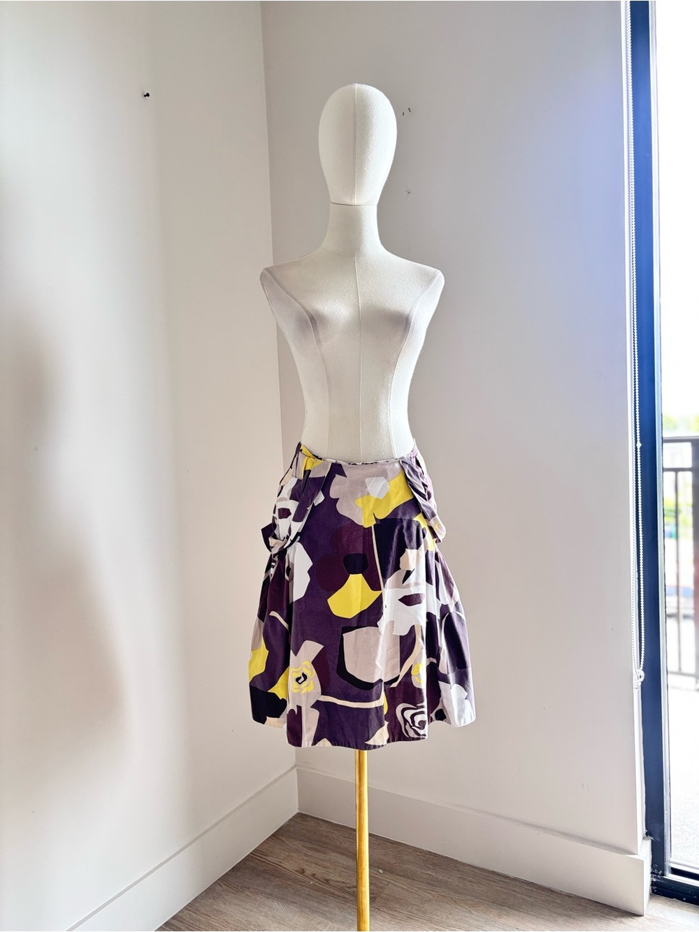 Toupy Paris Made in France Abstract Floral Draped A-Line Skirt Boum T 36 US 4